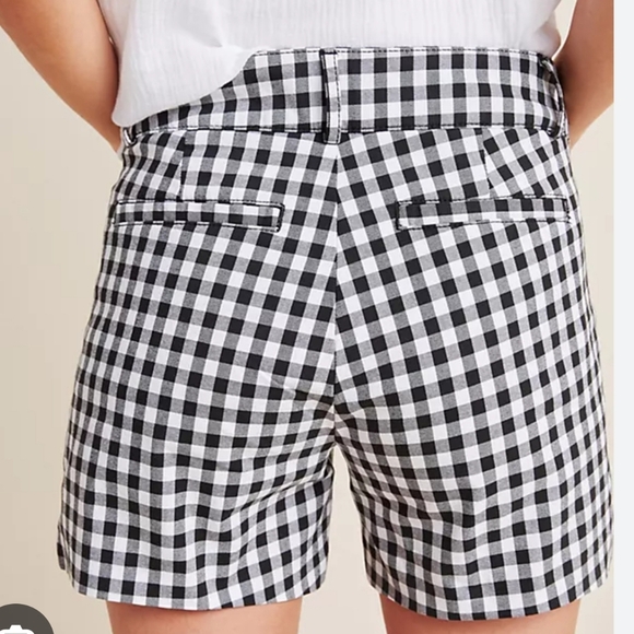 Anthropologie New Picnic Gingham Black White High Waist Twill Shorts SZ 30 - Picture 9 of 9